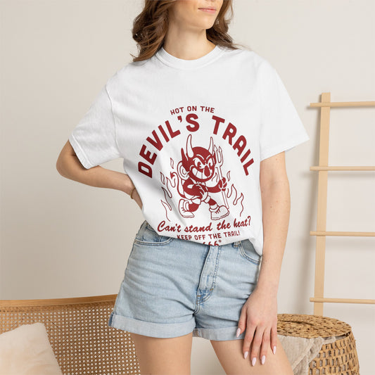 Devil's Trail Graphic T-Shirt — 'Hot on the Devil's Trail' Vintage Devil Tee